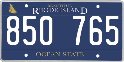 RI license plate 850765