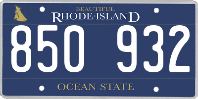 RI license plate 850932