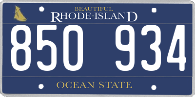 RI license plate 850934