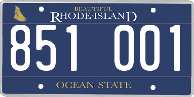 RI license plate 851001
