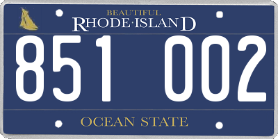 RI license plate 851002