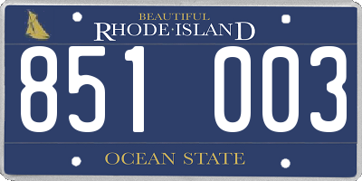 RI license plate 851003