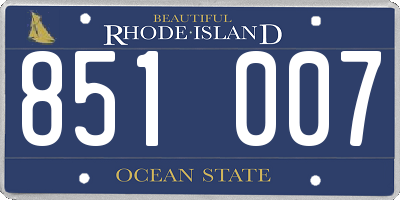 RI license plate 851007