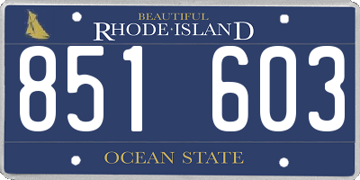 RI license plate 851603