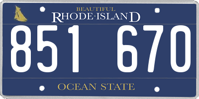RI license plate 851670