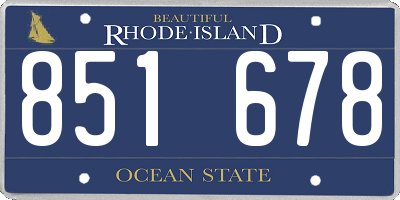 RI license plate 851678