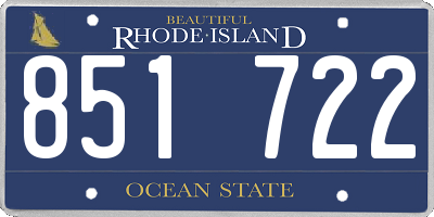 RI license plate 851722