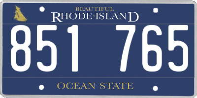 RI license plate 851765