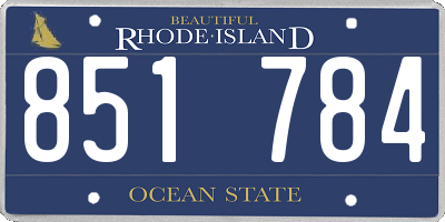 RI license plate 851784