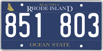 RI license plate 851803