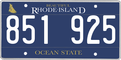 RI license plate 851925