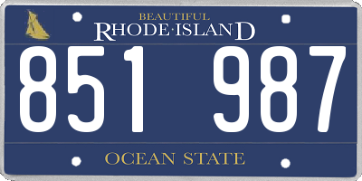 RI license plate 851987
