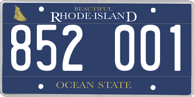 RI license plate 852001
