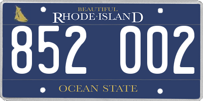 RI license plate 852002