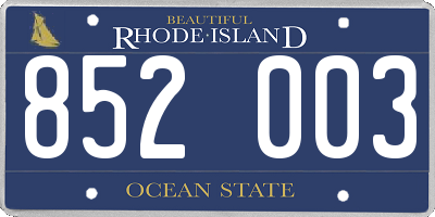 RI license plate 852003