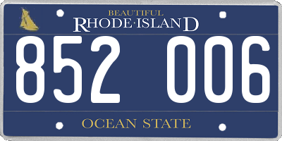 RI license plate 852006