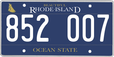 RI license plate 852007