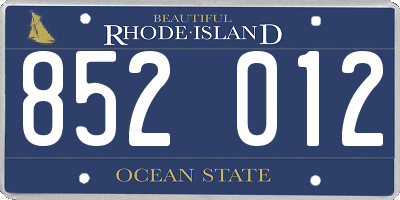 RI license plate 852012