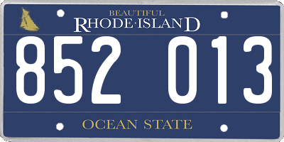 RI license plate 852013