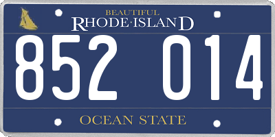 RI license plate 852014