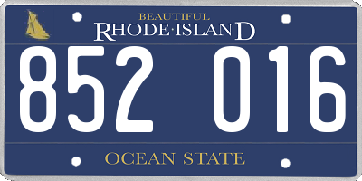 RI license plate 852016