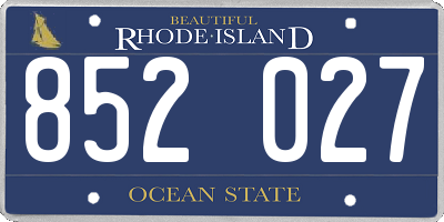 RI license plate 852027