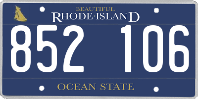 RI license plate 852106