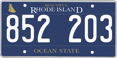 RI license plate 852203