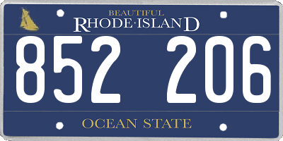 RI license plate 852206