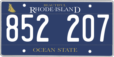 RI license plate 852207