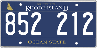 RI license plate 852212