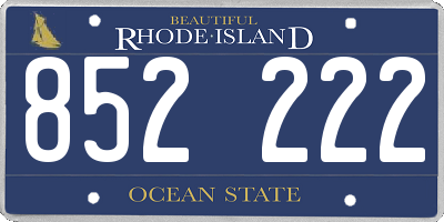 RI license plate 852222