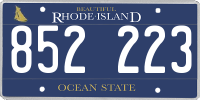 RI license plate 852223