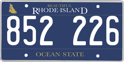 RI license plate 852226