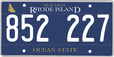 RI license plate 852227