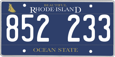 RI license plate 852233