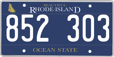 RI license plate 852303