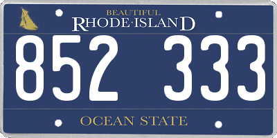 RI license plate 852333