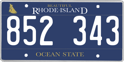 RI license plate 852343