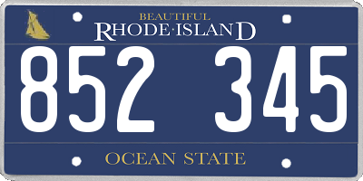 RI license plate 852345