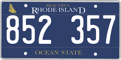 RI license plate 852357