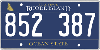 RI license plate 852387