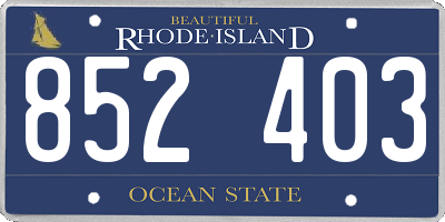 RI license plate 852403