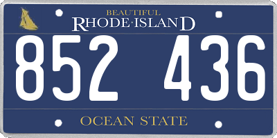 RI license plate 852436