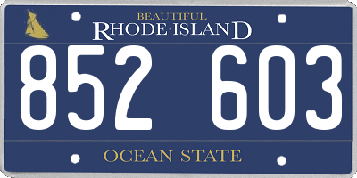 RI license plate 852603