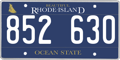 RI license plate 852630