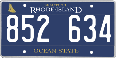 RI license plate 852634
