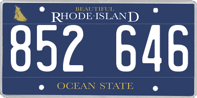 RI license plate 852646