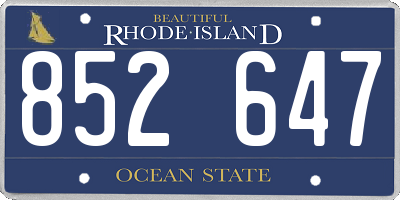 RI license plate 852647