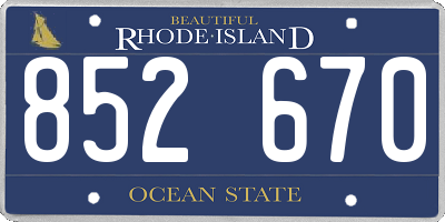 RI license plate 852670